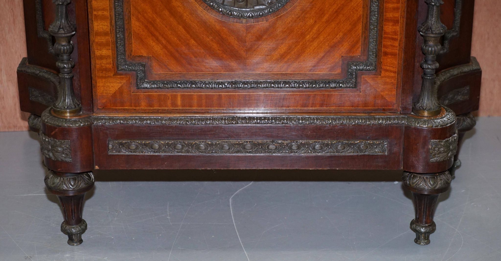 Louis Buffet in Walnut 19th Century with Drawers, Marble and Bronze Ornaments