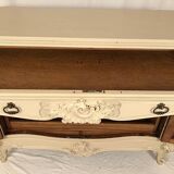 Low rocaille style sideboard in cream lacquered wood, circa 1900