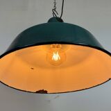 Large Industrial Petrol Enamel Factory Pendant Lamp, 1960s