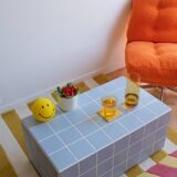Ceramic coffee table-rectangular-tiles-blue-matte blue--Tile table
