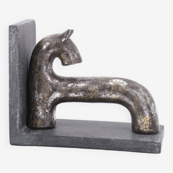 Art deco style patinated terracotta zoomorphic bookends