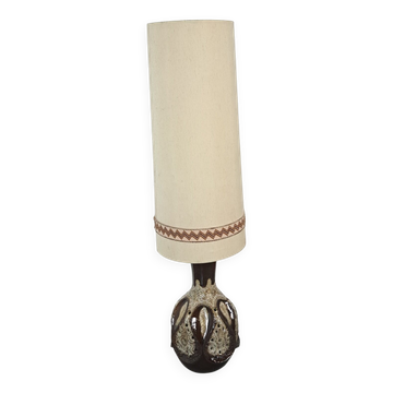 Brown ceramic lamp by Besigheimer Leuchten with illuminated base
