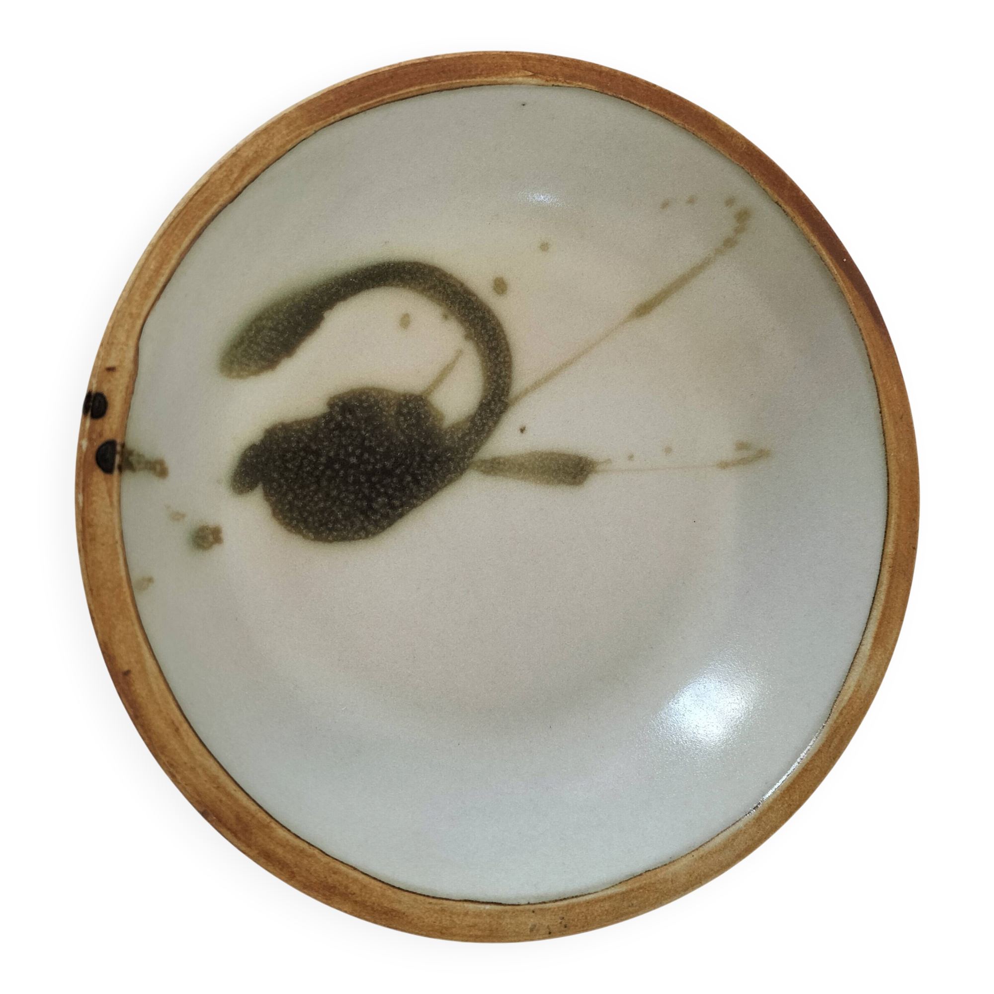 Coupe en grès Poterie de la Colombe décor tachiste, années 60