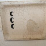 Cream cracked ceramic lamp base in Scandinavian style.