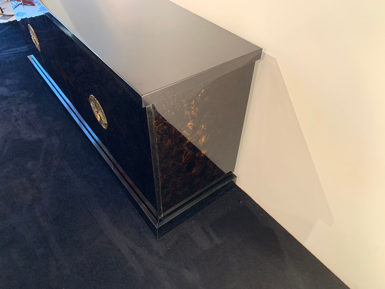 Black and gold lacquered buffet with Chinese handles, 1970