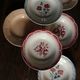 6 mismatched soup plates Digoin Sarreguemines red blue pink