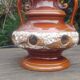 Vintage glazed ceramic lamp base from the 60s/70s with double lighting of medium size.