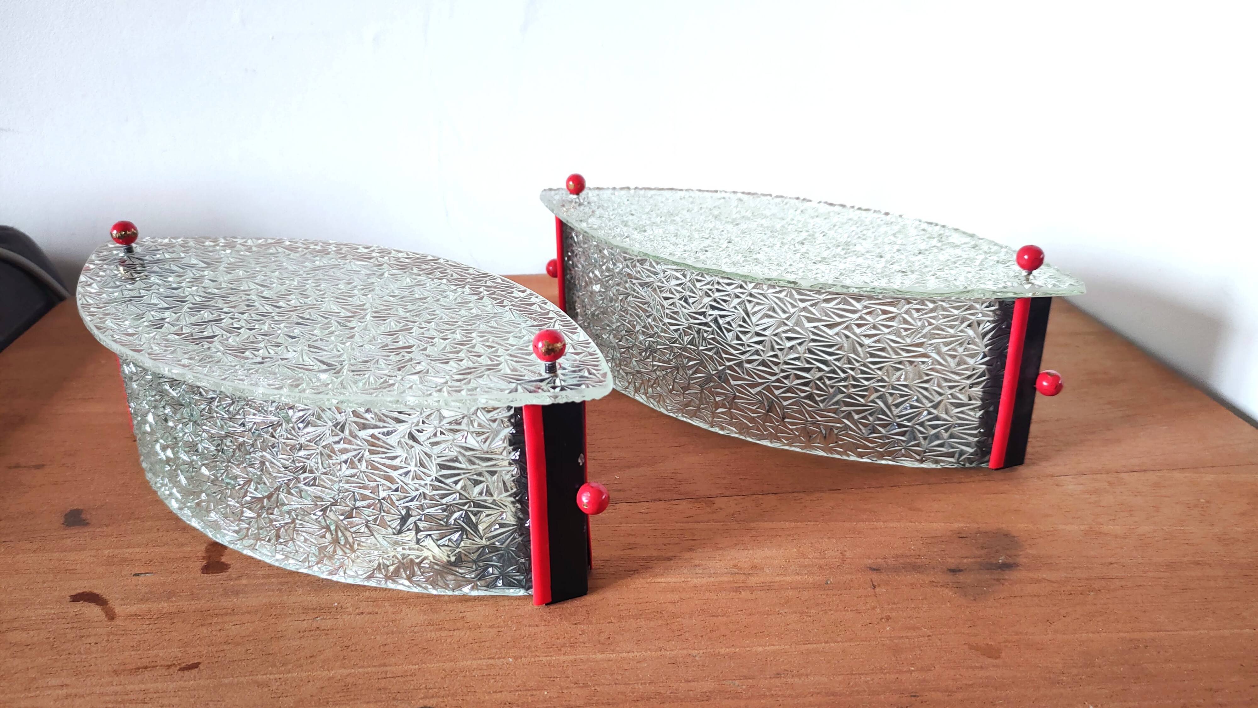 Pair of designer glass eye sconces from the 60s and 70s