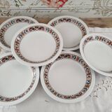 Set of 6 hollow plates in porcelain Bavaria white floral frieze 70s