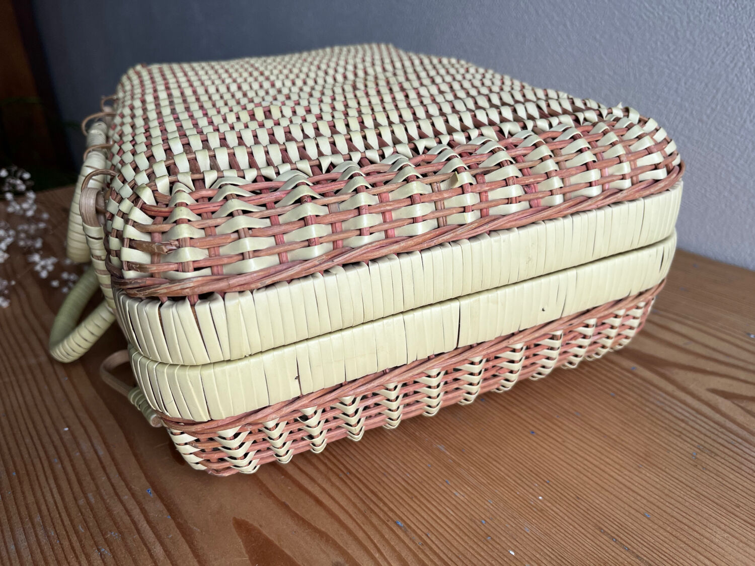 Vintage wicker suitcase