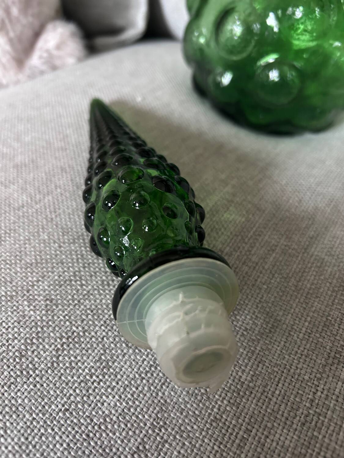 Vintage green glass Italian carafe