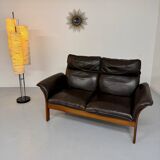 Vintage black leather Dreipunkt Scala design 2-seater sofa.