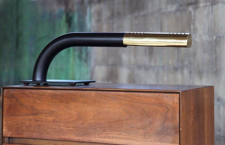 1970s lamp in black metal, brass and chrome Ingo Maurer