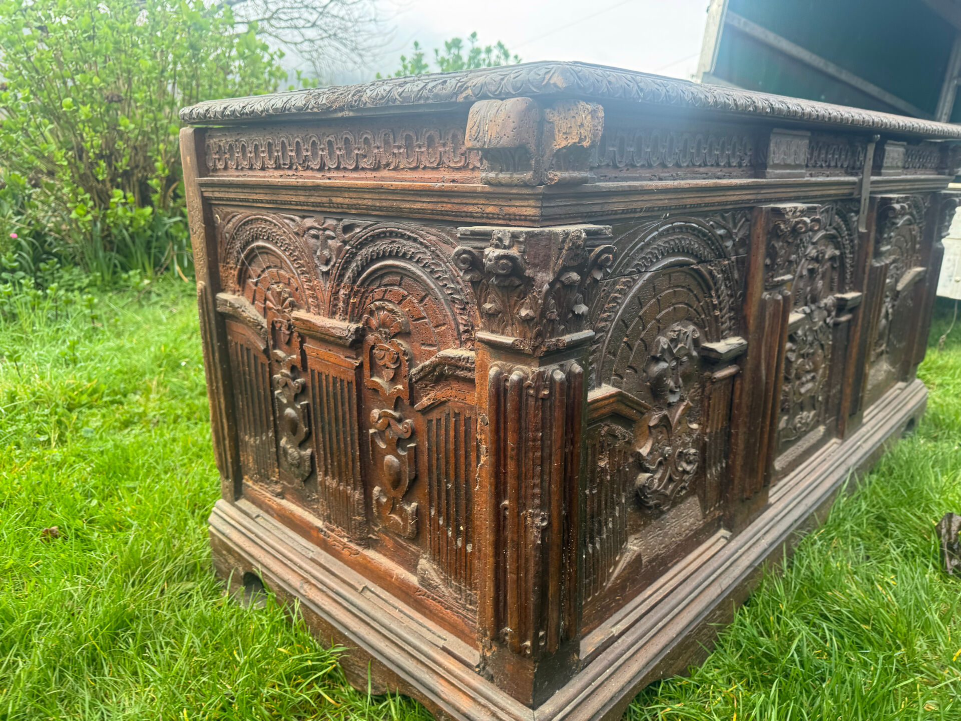 Large oak chest from the 18th century.