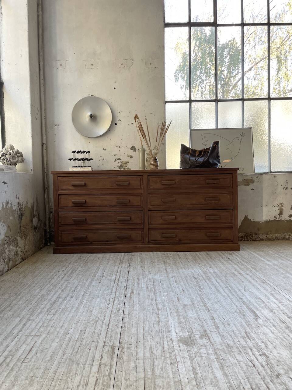 50s pitch pine haberdashery cabinet