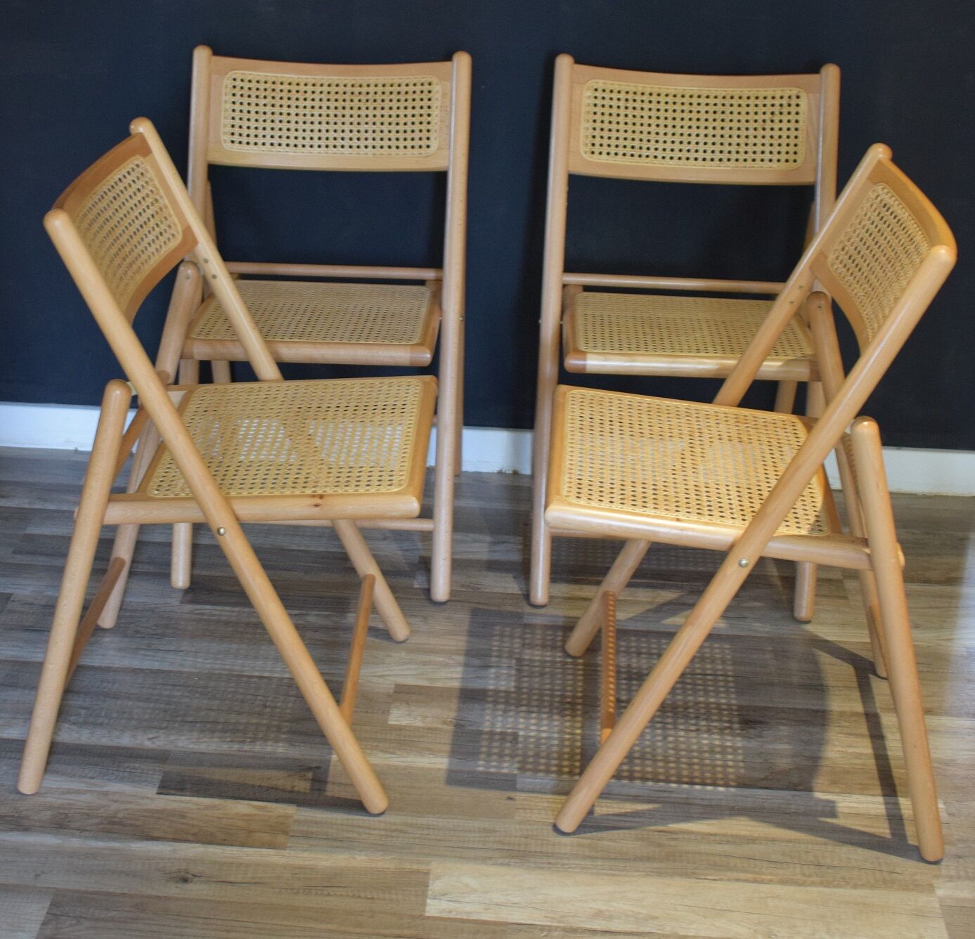 Canned vintage folding chairs