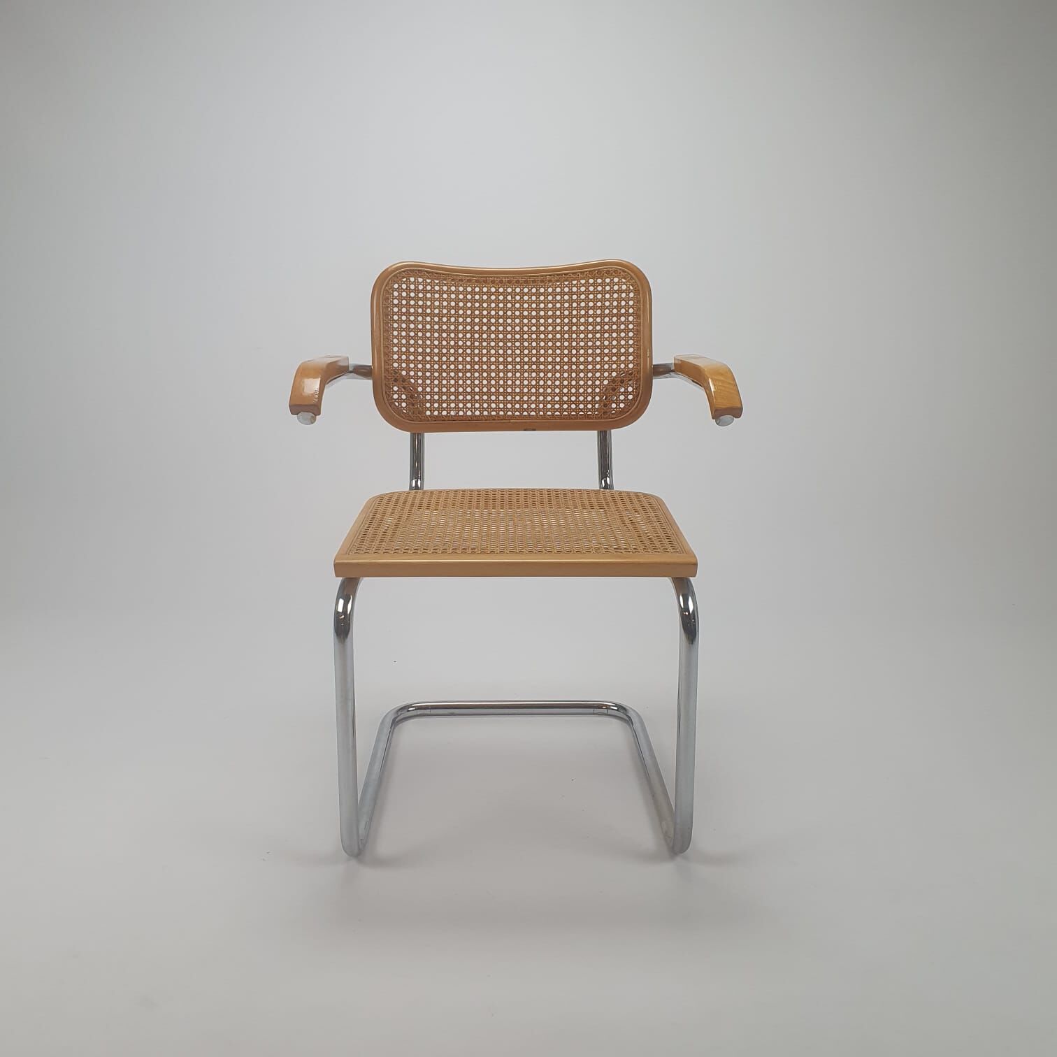 Tubular frame and cane cantilever desk chair Marcel Breuer
