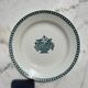Vintage flat plate in green earthenware Manufacture Saint-Amand 4525 Basket of Flowers