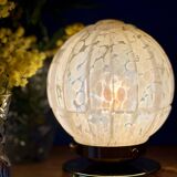 Beautiful table lamp, vintage Art Deco glass globe from Clichy in pink. Diameter