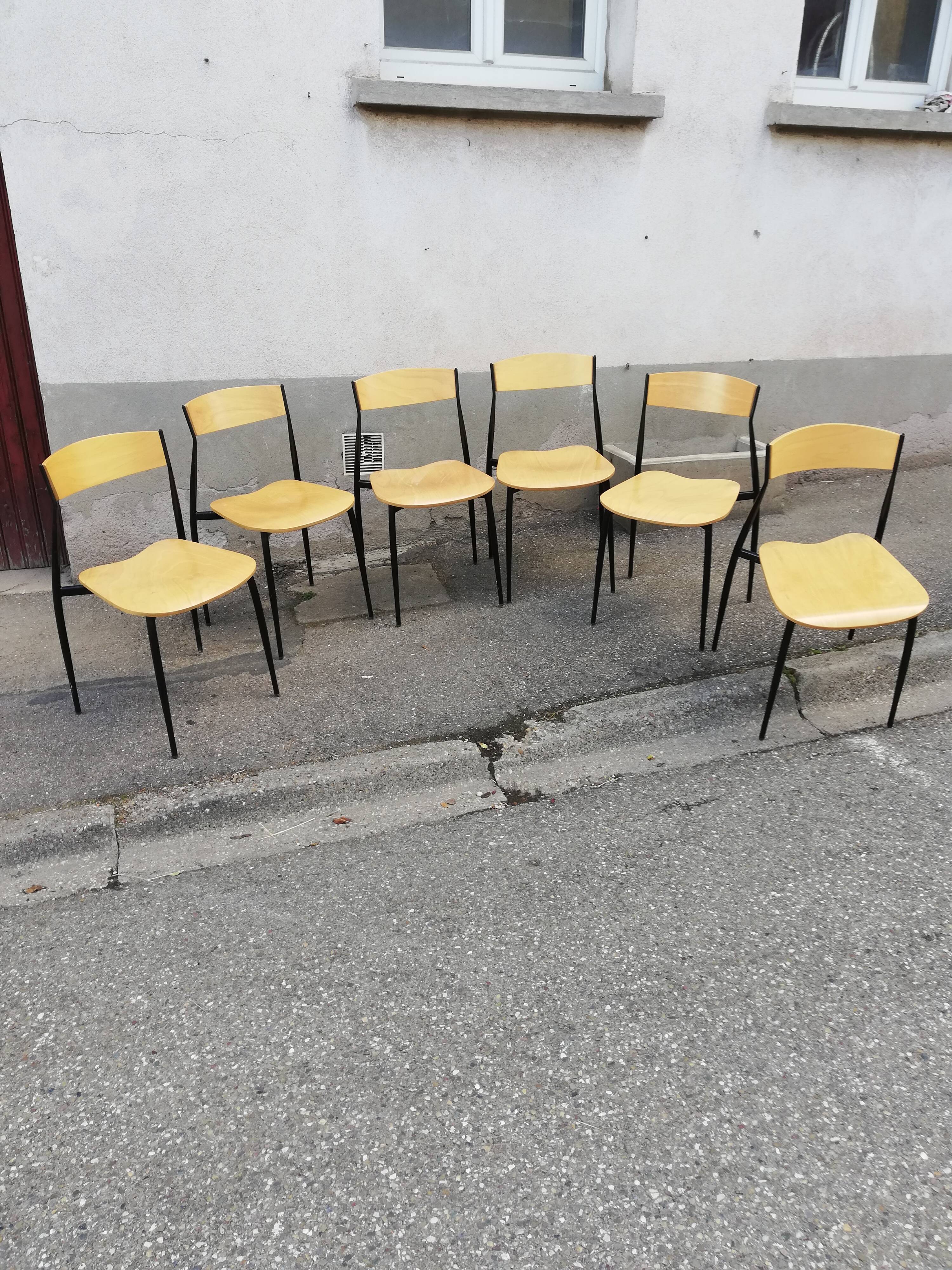Set de 6 chaises vintage métal et bois