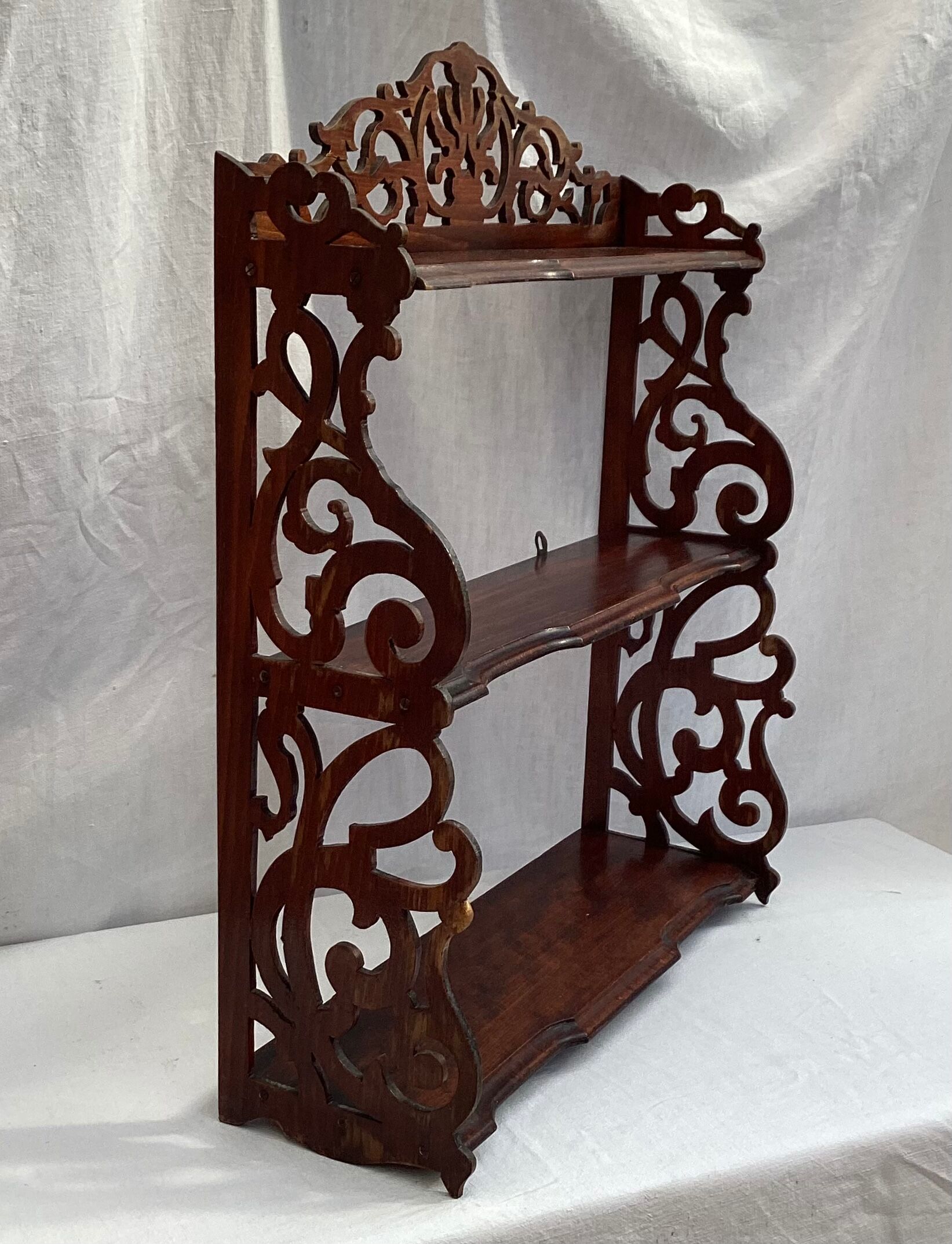 Old wall shelf in worked wood dimension: height -67cm- width --55cm-