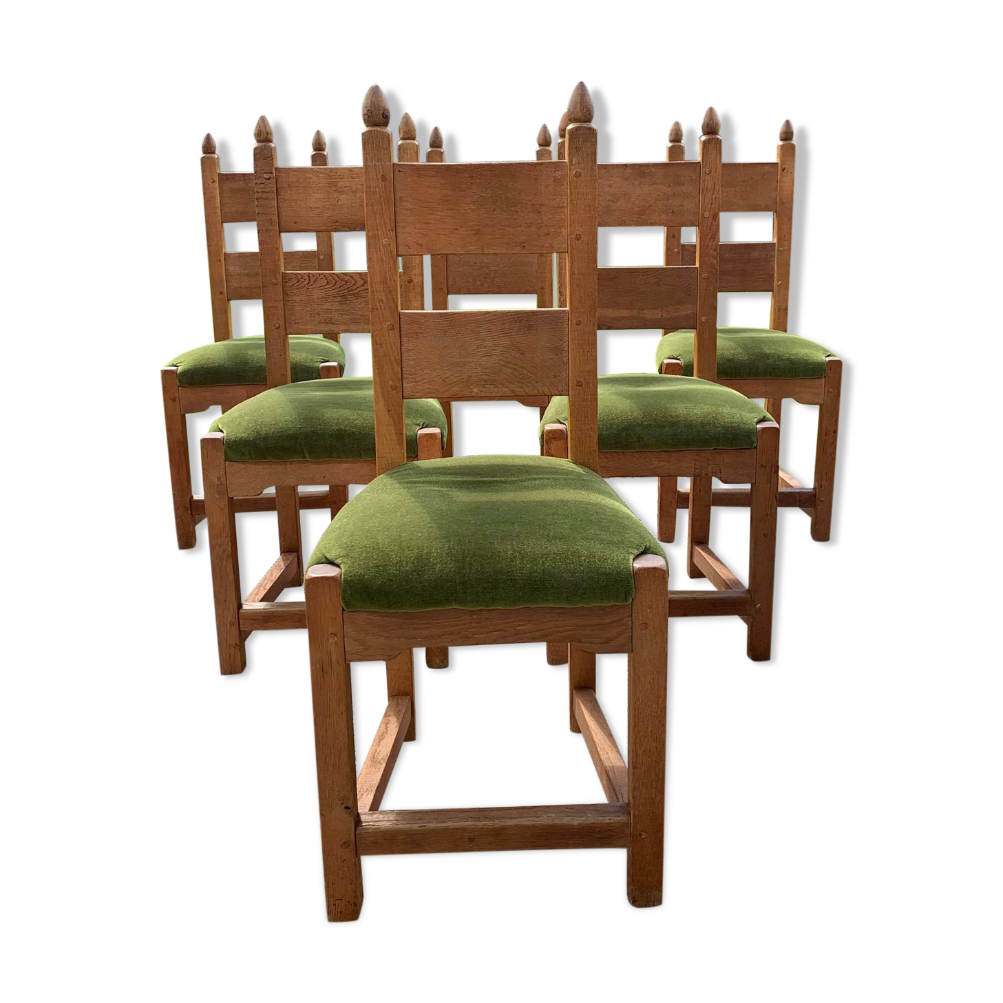 Suite of 6 rustic oak chairs