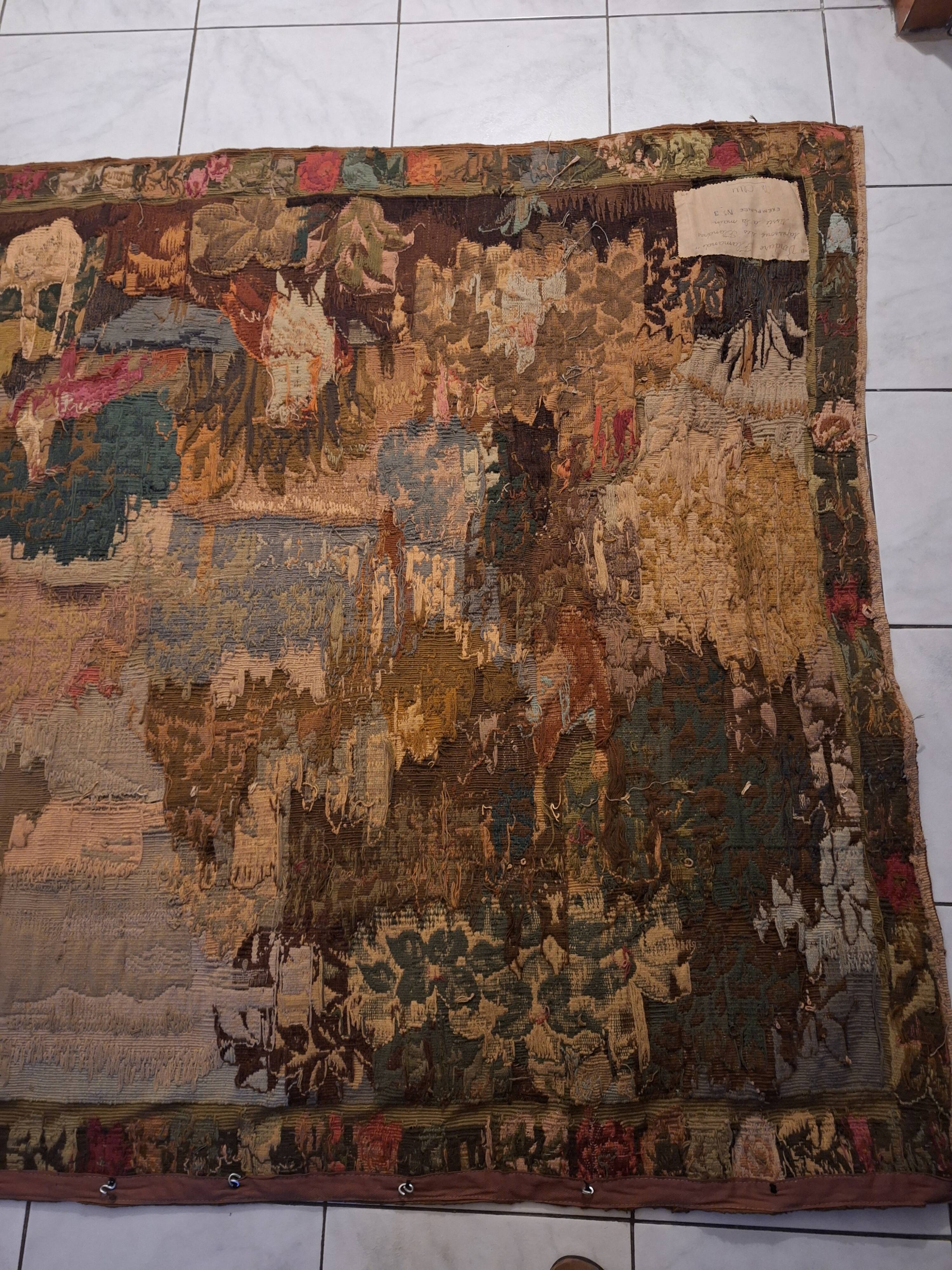 Tapisserie de laine "Verdure Flamande" de la manufacture Robert Four