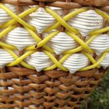 Vintage woven wicker and scoubidou basket
