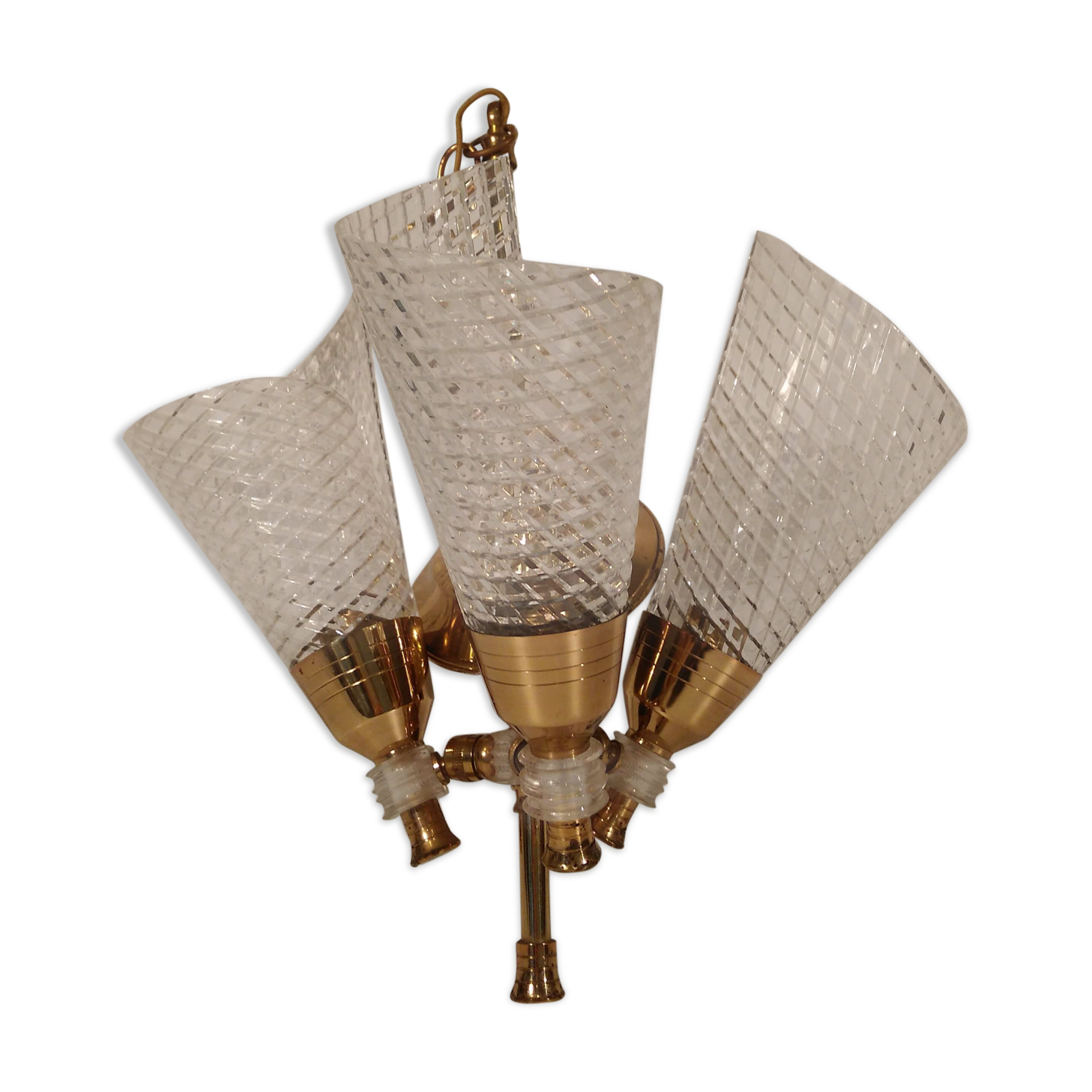 Lustre vintage 3 feux laiton