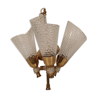 Lustre vintage 3 feux laiton