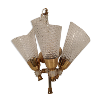 Vintage chandelier 3 brass fires