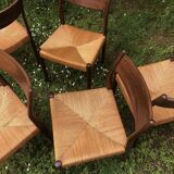 6 wooden and straw chairs, Scandinavian design Cees Braakman for Pastoe, 1960