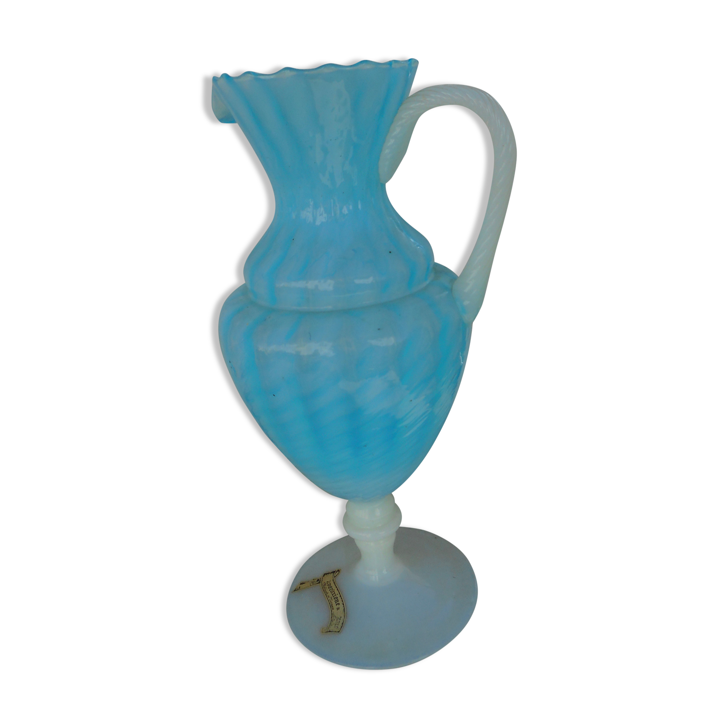 Italian pitcher in blue and white opaline