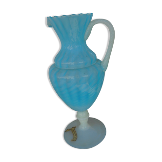 Italian pitcher in blue and white opaline