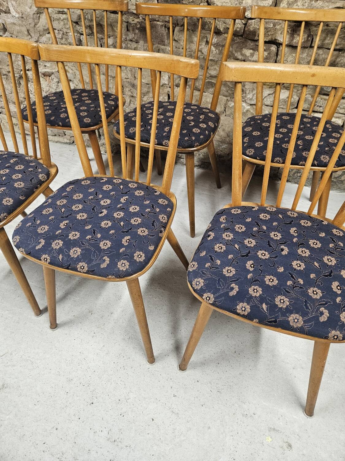 Lot of 6 bistro bar chairs from the 1960s