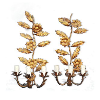 Pair of metal wall lamps