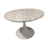 Vintage white marble tulip coffee table 1970