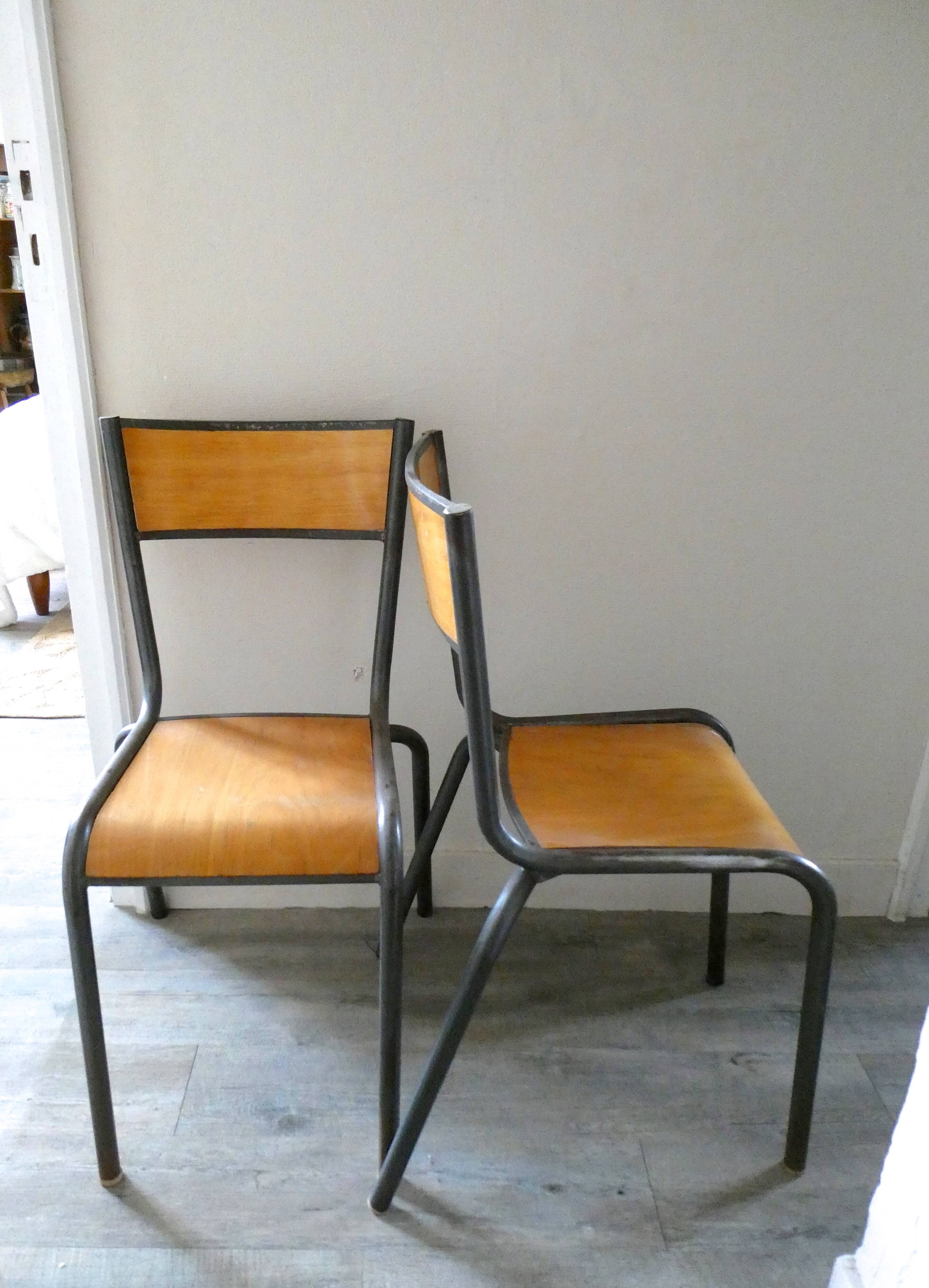 Pair of Mullca metal and wood chairs