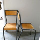 Pair of Mullca metal and wood chairs