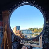 Vintage wrought iron round mirror