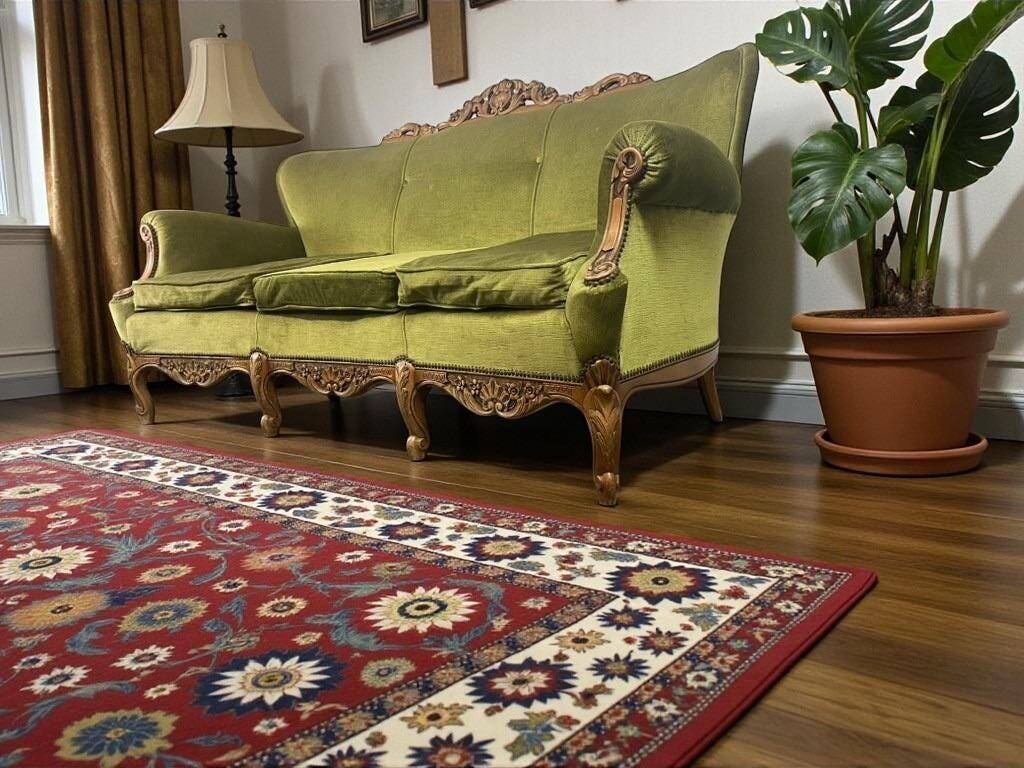 Vintage green baroque sofa / three-seater / sofa