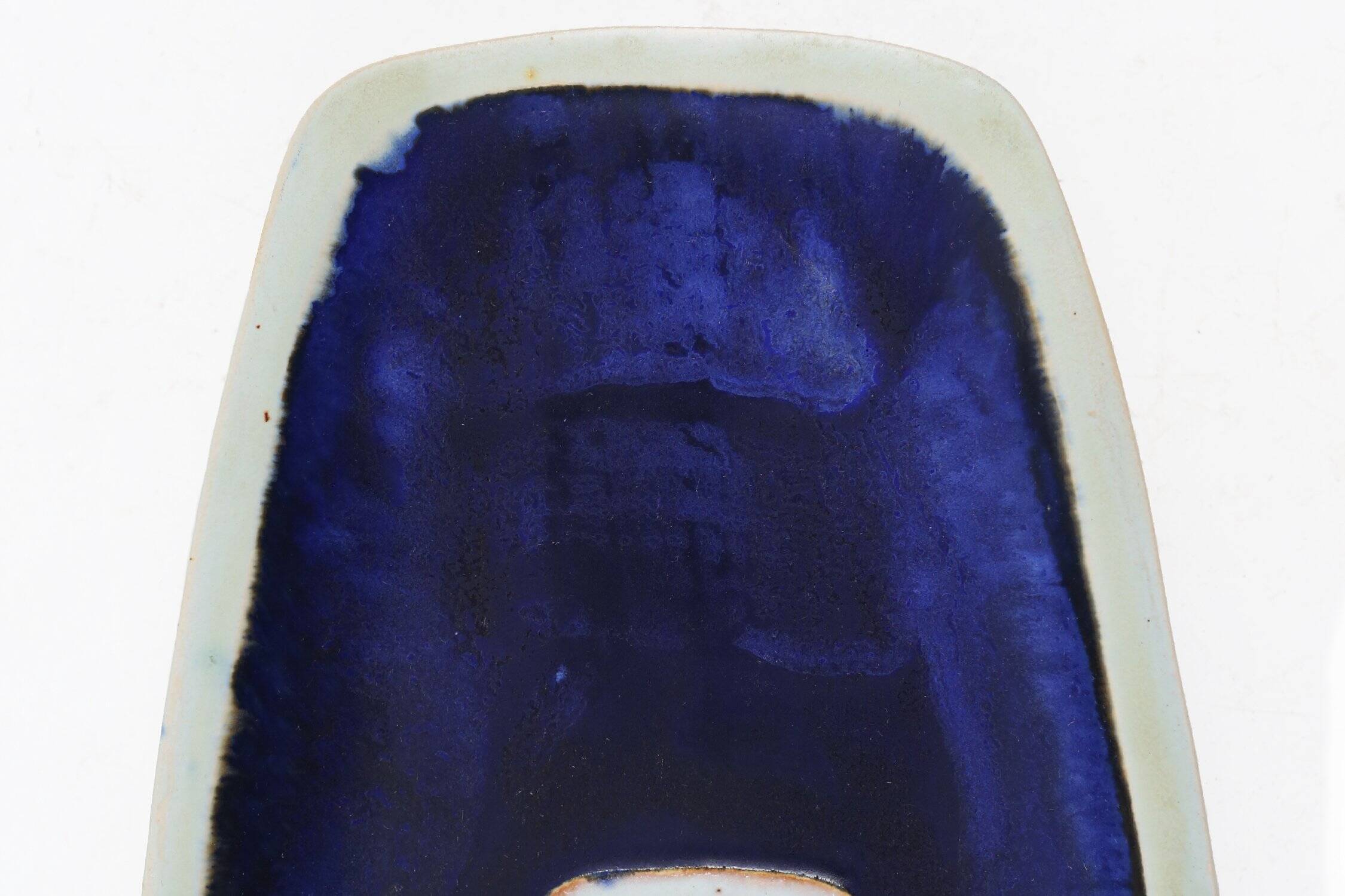 Mid-Century elongated glazed ceramic bowl, Belgium 1960s