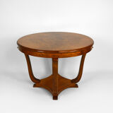 Art Deco round pedestal table in walnut veneer, circa 1930