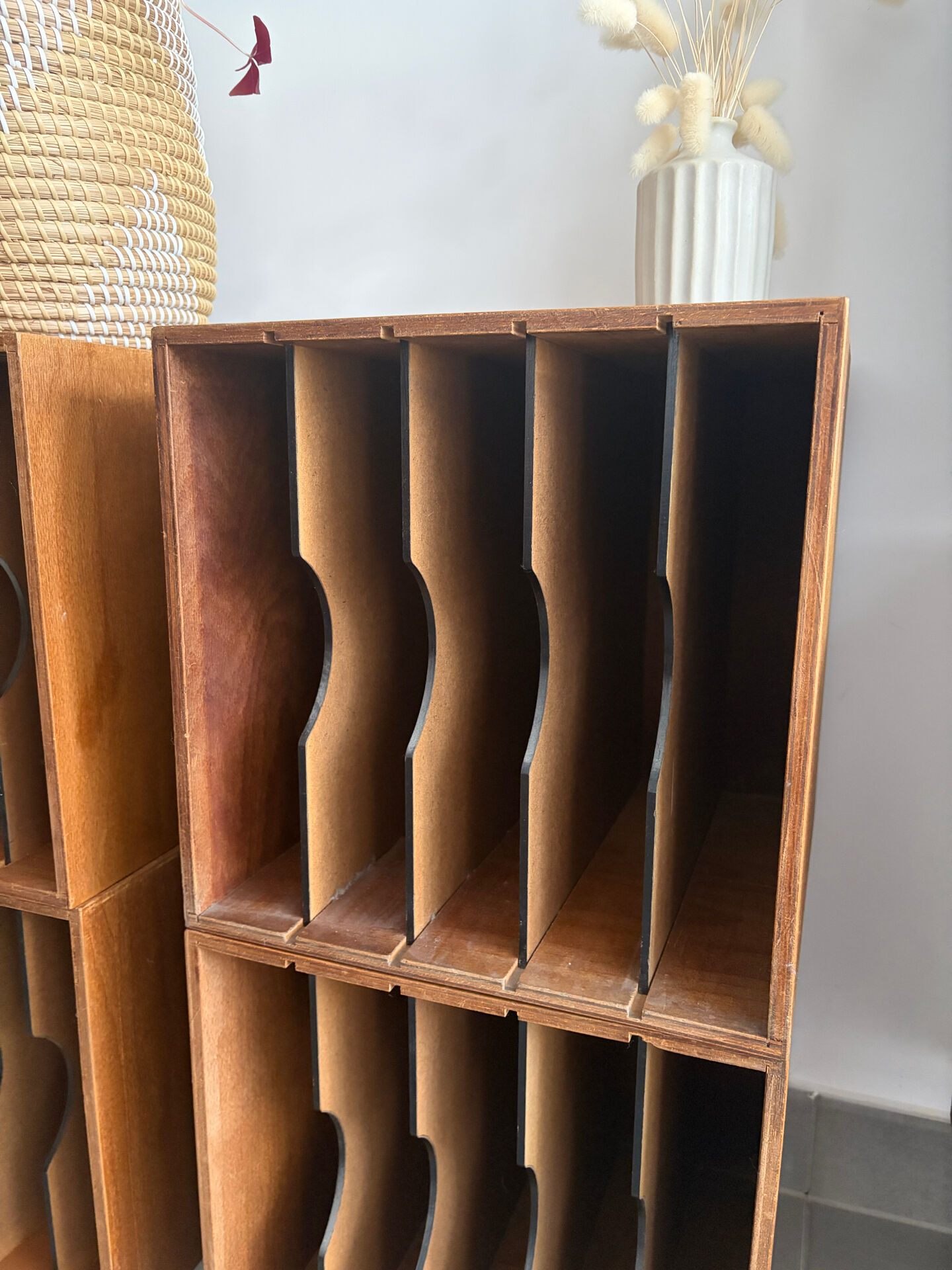 Set of 4 vintage wooden vinyl boxes