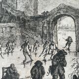 Tableau gravure ancienne patinage artistique XVIIIe