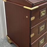 Commode scriban de marine bois laiton vintage et sa chaise