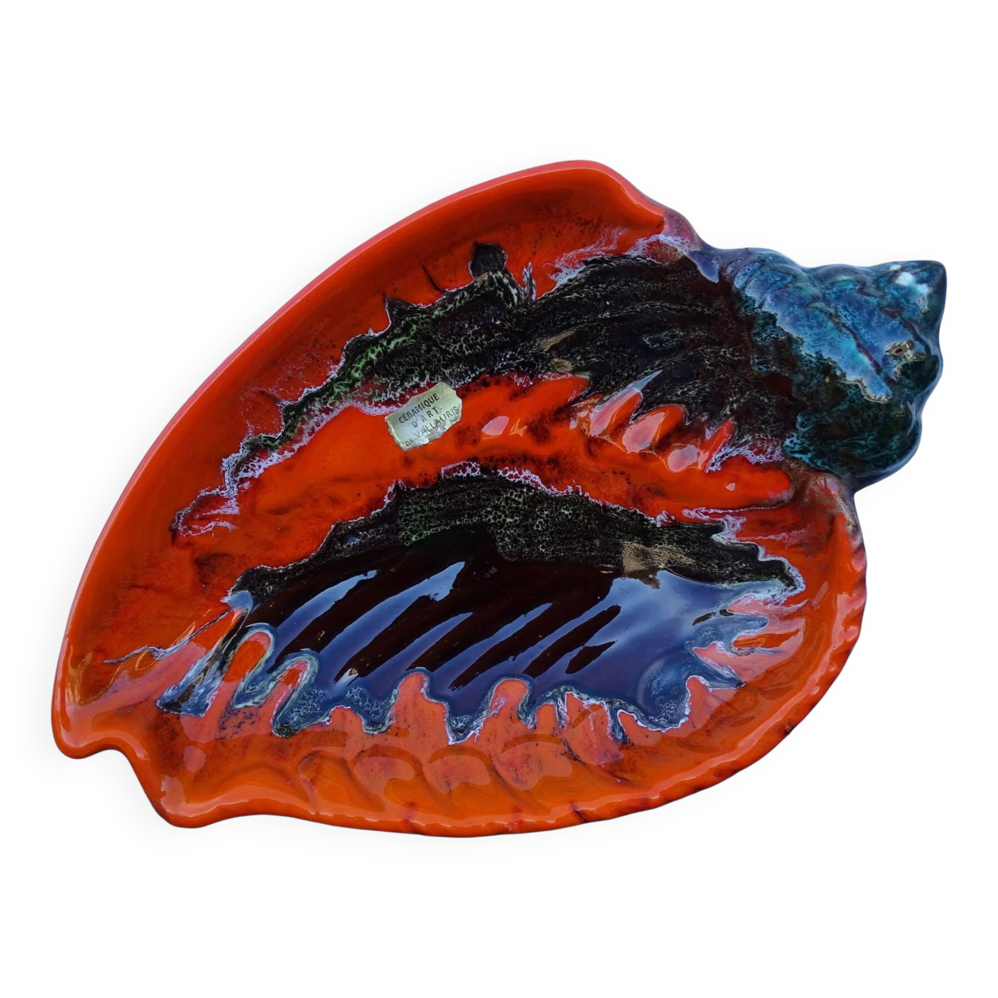 Grand bol en céramique vintage française de Vallauris en forme de coquillage