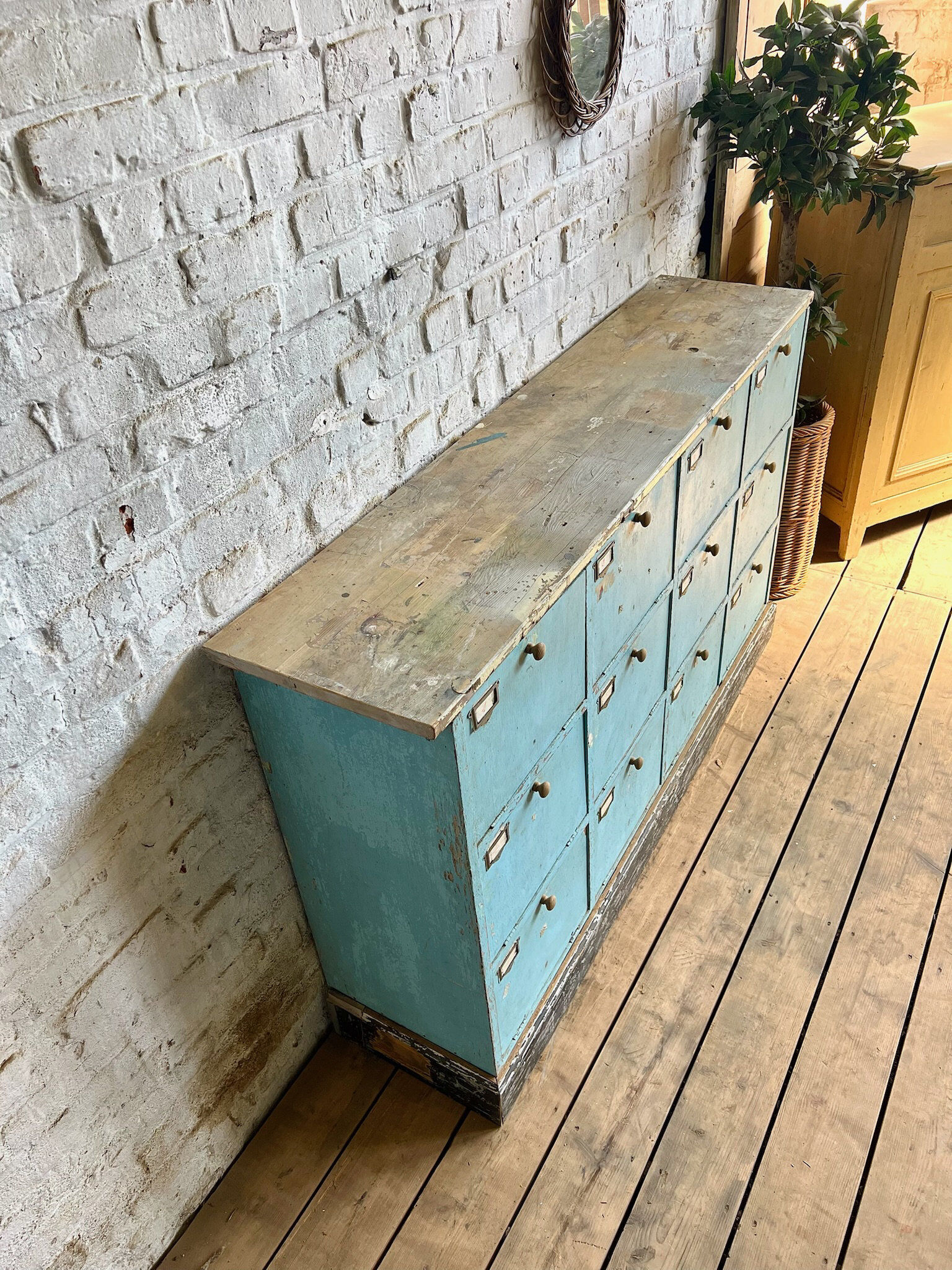 Old workshop cabinet with flaps, original patina.