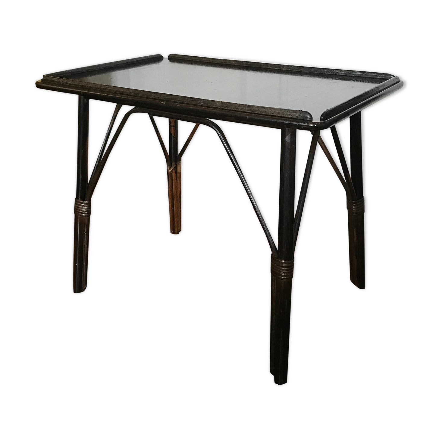 Black rattan coffee table