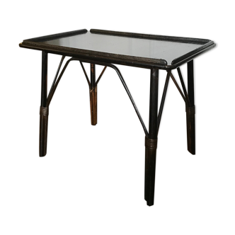 Table basse rotin noir